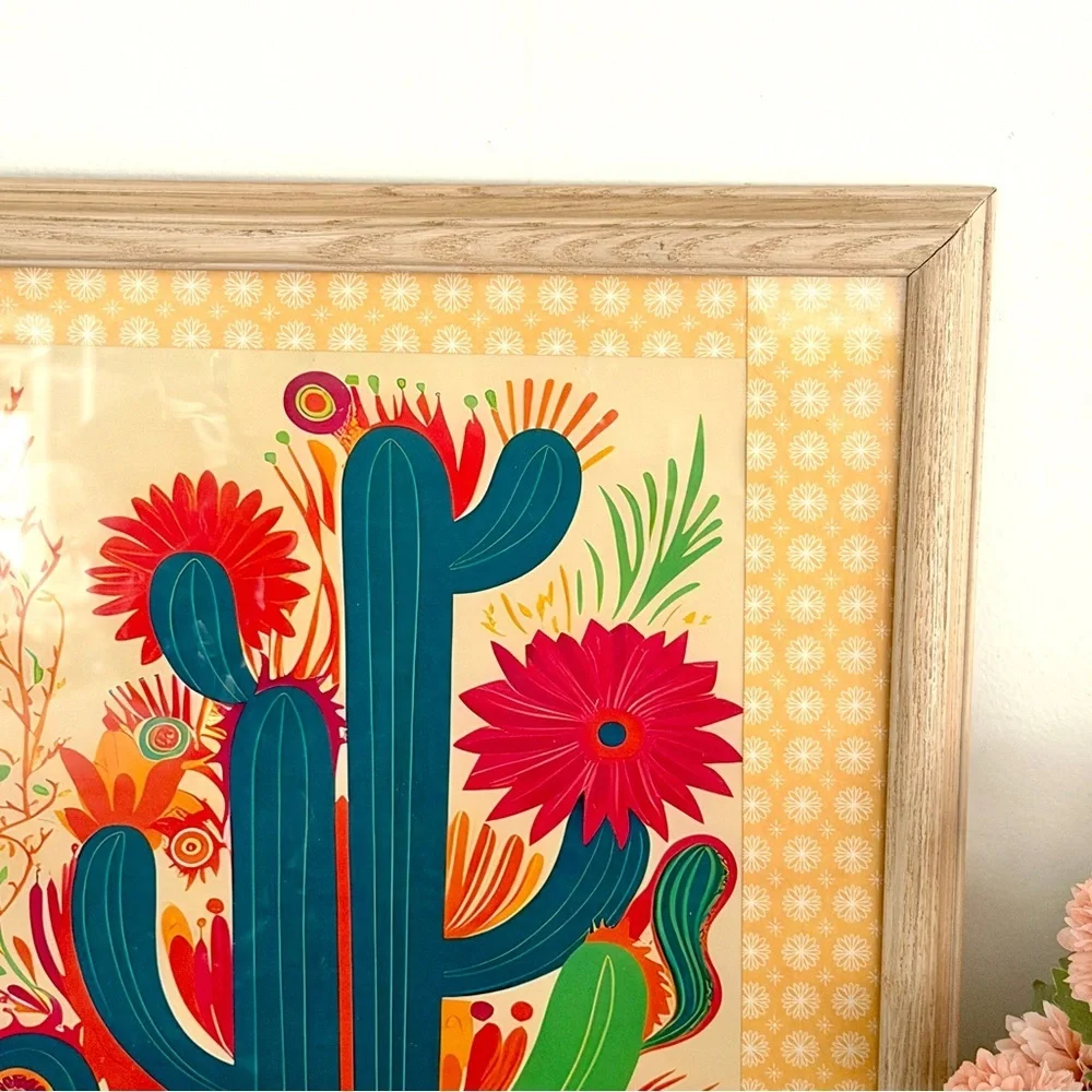 Vintage Style Cactus Mexican Succulent Plants Retro Style Framed Poster Wall Art
